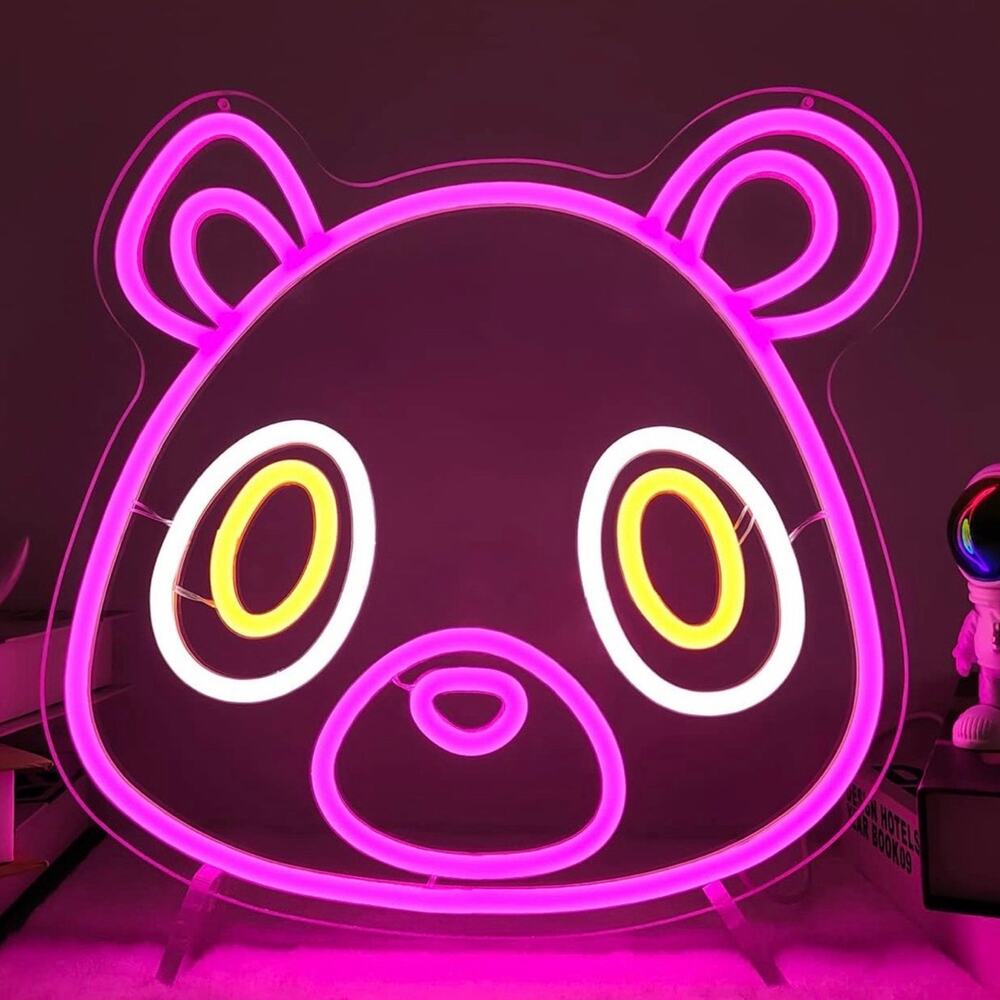 Graduation Bear Neon Sign Kanye West Night Light Room Wall Decor